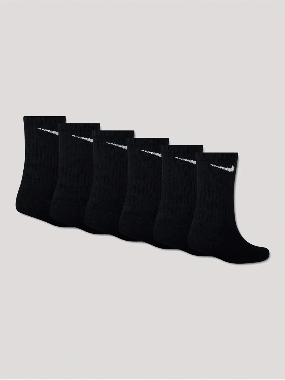Nike Kids Black Dri-Fit Crew Socks - 6 Pack, Size XS 5-7